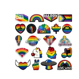 Anime charms wholesale childhood memories LGBT rainbow love funny gift cartoon charms shoe accessories pvc decoration buckle soft rubber BJ