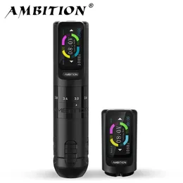 Ambition Seher 2.2-4.2mm Adjustable Stroke Wireless Tattoo Machine Pen 2400mAh Color Touch Screen Battery Strong Coreless Motor 231229