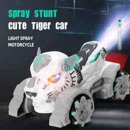 Tiger Animals 2,4g RC Drift Car Gesture Radio Control Light Music Spray Trick 4WD Off Road Turbo Racing Мальчик Детская игрушка 231229