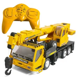Rc brinquedos para crianças elevador engenharia de construção simular guindaste modelo caminhões carro controle remoto liga transportador crianças 231229