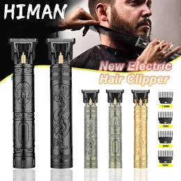 Aparador t9 máquina de cortar cabelo profissional aparador elétrico para homem 0mm barbeiro careca corte de cabelo hine barbeador sem fio