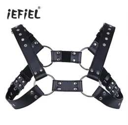 Cintos IeFiel Sexy Men Lingerie Faux Couro Ajustável Corpo Harness Bondage Traje com Fivelas para Men039s Roupas Acc7849871