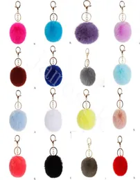 37 Farben, 8 cm, imitiert Kaninchenfell-Kugel-Schlüsselanhänger, Pom Pom, Auto-Schlüsselanhänger, Handtaschen-Schlüsselanhänger, flauschiger Schlüsselanhänger aus künstlichem Kaninchenfell, DB1877198619