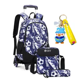 Trolley Children School Backpack 어린이 가방 휠 grils 소년 탈착식 정형 외과 학교 가방 가방 Mochilas 231229