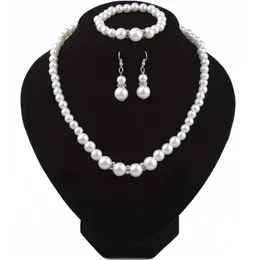 2024 new Jewelry New Bride Necklace Neckchain Set with Diamond Artificial Pearl Necklace Earnail Bracelet Set