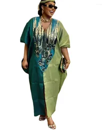 الملابس العرقية بالإضافة إلى الحجم الفساتين الطويلة الأفريقية للنساء 2024 التقليدية نيجيريا المطبوعة كفتان فستان Abaya Musulman Robe Femme