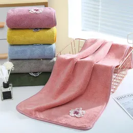 Towel 1Pc 35x75cm 3D Flower Embroidered Hanging Hand Coral Fleece Home Soft Bathroom Shower Washcloth Year Gift