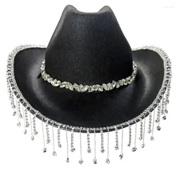 Basker cowgirl hatt rhinestone frans glitter rave disco hattar för halloween klä upp cosplay party dräkt tillbehör droppar