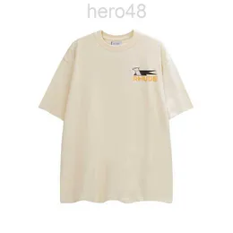 T-shirt da uomo Estate Primavera Moda Streetwear Rondine Stampa Rhude magliette Uomo Donna 1 Cotone Albicocca Nero Bianco Tee Top Dzy6