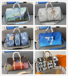 Väskor 45 50 55 Duffel Travel Bags Mens Keepalls Weekend Keepall Tote Bandouli Re Duffle Keepall Bandana Designer Shoulder Bandouliere Lu