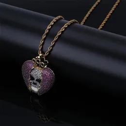 Hip Hop Juice Wrld Same Paragraph Devil Skull Heartbreak Pendant Solid Cubic Zircon Necklace Jewelry Necklaces258Y