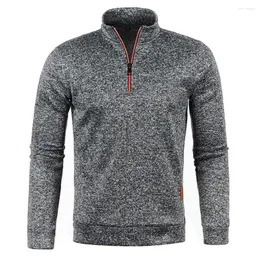 Hoodies masculinos moda casual manga comprida camisolas meia alta pescoço zip jumper pullovers topos homem esporte wear roupas