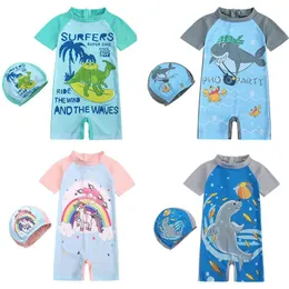 Ensemble maillot de bain bébé filles garçons licorne dinosaure enfants maillots de bain une pièce avec chapeau de bain 2022 vêtements d'été