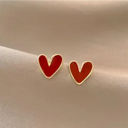 Stud Lovelink doux rouge émail coeur boucles d'oreilles délicate couleur or à la mode pour les femmes filles fête bijoux cadeau 314o