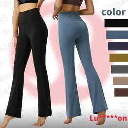 Outfits Lu Align Lulemen Women's Highwaisted Trousers Sport Yoga Tight Bellbottoms Brand Luofficial Highend Replica