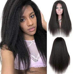 DIVA1 Kinky Straight HD Lace Frontal Wig 130% Densidade Peruca de cabelo humano para mulheres negras - Full Natural Pré arrancado Laces Front Wig