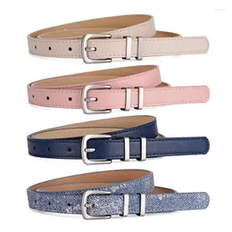 Ceintures ceinture pour femmes avec boucle en argent haut de gamme, Simple et polyvalente, décoration en jean pour étudiante Y2K, fine et multicolore