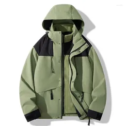 Мужские куртки, мужская ветровка, осенняя зима 3-в-1, съемное противоштормовое теплое флисовое водонепроницаемое пальто, уличная горная одежда