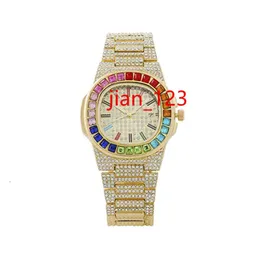 Zaakceptuj niestandardowe luksusowe zegarek na nadgarstek Bling Iced Out vvs Moissanite Diamond Mechanical Mousanite Mode Out Watch