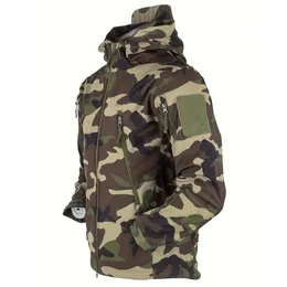 Warm fleece windjack met capuchon, casual herenjack met ritssluiting voor herfst-winter buiten wandelen kamperen fietsen