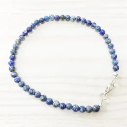 MG0148 Whatle NTural Lapis Lazuli Anklet Handamde Stone Stone Mala's Mala Beads Anklet 4 mm Mini Jewels