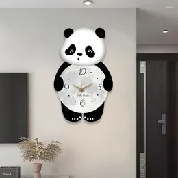 Orologi da parete Orologio da cartone animato Camera da letto Soggiorno Decorazione Muto No Punch Moon Panda Home