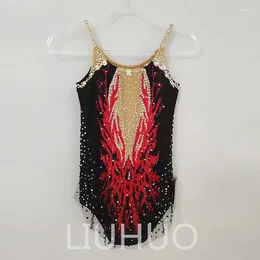 Stage Wear LIUHUO Rhythmic Gymnastics Leotard Competitive Performance Clothing For Children Black-Red Suit