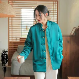 Etnik Giyim Çin Geleneksel Cheongsam Üstler Kadınlar Sıradan Gevşek Kalın Pamuk Hanfu Ceketler Ceket Giysileri Oryantal Zarif Moda Tang