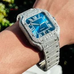 VVS-Moissanit-Diamant-Hip-Hop-Uhr, Edelstahl-Taille, handgefertigte Fassung, luxuriöse Quarzuhren