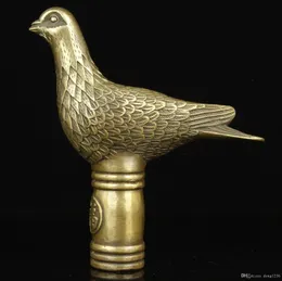 Crafts Old Hand Opera intagliato intagliato Bronzo Pigeon Statue Canna Walking Stick