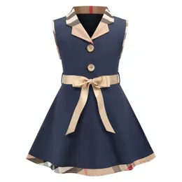 Детское модельерское платье для девочек с лацканами в студенческом стиле с короткими рукавами, плиссированная рубашка-поло, юбка, детский повседневный дизайнерский размер