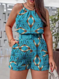 Dress Fashion Print Dwuczęściowy set Set Summer Bez rękawów koszulka Top + Slim Rection Shorts Suits 2022 Casual Sets Streetwear