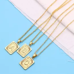 Anhänger Halsketten Geo A-Z Initial Alphabet Buchstabe Halskette für Männer Frauen Schmuck Punk Trendy289Q