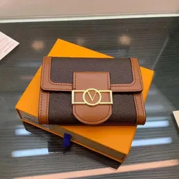 Plånböcker dauphine kompakt plånbok läderväska designer kreditkortshållare lyxig kortväska lady clutch väska m68725