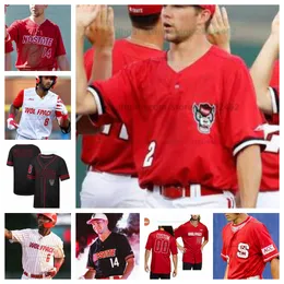 Anpassa NC State Drew Lanphere Wolfpack NCAA College Baseball Stitched Jerseys Ett namn Ett nummer bär 16 Eli Serrano III Sam Highfill Jaxon Lucas Heath Andrews