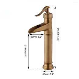 Torneiras de pia do banheiro Vidric Torneira de bacia de latão antigo Deck sólido Montado Cachoeira Design exclusivo / Torneira misturadora de água fria Fauc