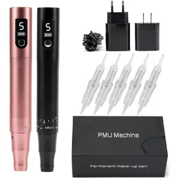 Wireless PMU Machine Tattoo Pen Kit Professional Microshading Machine Supplies Device for Permanent Makeup Shading Lips Eyebrow 231229