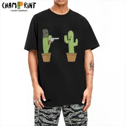 Men's T-skjortor Nature Sticky Catus Cartoon Plants T-shirt för män Awesome Cotton Tee Shirt Crewneck Short Sleeve Big Size Clothes