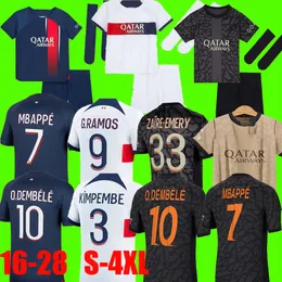 4XL Mbappe Soccer Jersey Hakimi Sergio Ramos M.Asension 23 24 2023 2024 Men Kids Kit Sets Lee Kangin Paris Football Shirt