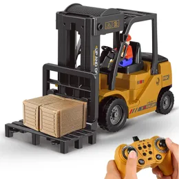 RC araba 6 kanallı elektrikli uzaktan kumanda forklift fonksiyonel çatal asansör oyuncak şarj edilebilir piller şarj cihazı inşaat oyuncakları erkekler 231229
