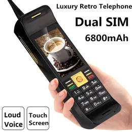 Kilidi açılmış klasik ağabey retro cep telefonu 2.6 inç dokunmatik ekran büyük pil 6800mah powe banka telefon el feneri fm radyo antik çift sim cep telefonu