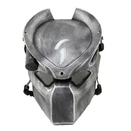 Máscaras de festa Alien Vs Predator Lonely Wolf Mask with Lamp Outdoor Wargame Tactical Mask Full Face Cs Mask Halloween Party Cosplay Horror Mask 230630