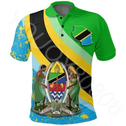 Herrpolos African Region Polo Shirt Tanzania Summer Men's and Women's Printed Casual Loose Sports Street Style Tshirt 230630