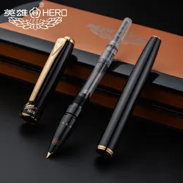 Ручки Hero Fountain Puns Authentic 1079 Ultrafine Pen 0,38 мм Студенческая подарочная коробка офисного бизнеса Черно -розовый желтый синий