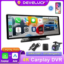 DVRs 1026" Dash Cam 4K Car DVR Carplay Android Auto 1080P HD Câmera frontal e traseira Navegação GPS Wifi Monitor Gravador Lente duplaHKD230701