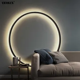 Lâmpadas simples para decoração de fundo em círculo, novas e modernas luminárias de parede LED, sala de estar, quarto, cabeceira, corredor, iluminação interna, HKD230701
