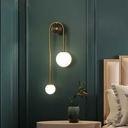 Lamps Modern Wall Lamp Glass Ball Lampshade LED Gold Home Decor Living Room Bedroom Interior Lighting Sconce Nordic Luminaire LightHKD230701