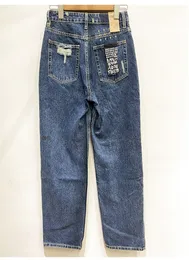 Ksubi kvinnor jeans designer hög midja rak fat utanför slitdesign mörkblå denim pants kvinna 590