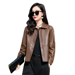 Женские кожаные пальто, короткие, весна 2023, новая корейская версия, темпераментная модная универсальная куртка из искусственной кожи, верхняя трендовая верхняя одежда