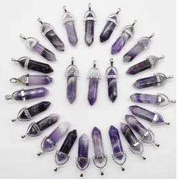 Jewelry Natural Stone Crystal Agates Aventurine Amethysts Pillar Pendant for Diy Making Necklaces Jewelry Accessories Wholesale 24pcs